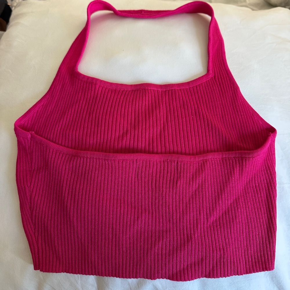 Pink Ribbed Halter Top - Picture 2 of 2